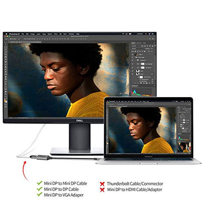 USB C to Mini Displayport (4K@60Hz), Thunderbolt 3 to Mini DisplayPort Adapter for iPhone 15/16/17 Series, M2-M4 MacBook, MacBook Air/Pro 2018-2025, Galaxy S21-S25, Steam Deack and Rog Ally
