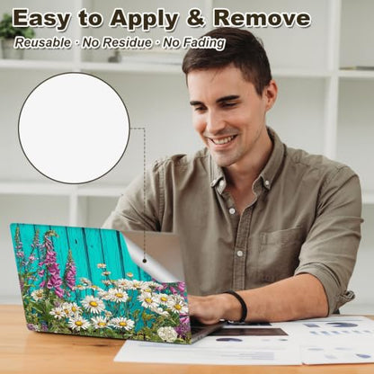 Universal Laptop Skin Sticker Decal 11-15.6 Inches, Daisy Foxglove | Reusable Vinyl Sticker for 12.1 13 13.3 14 15.4 Inches Notebook PC, Scratch Resistant Waterproof, Easy to Trim & Apply - color: Daisy Foxglove