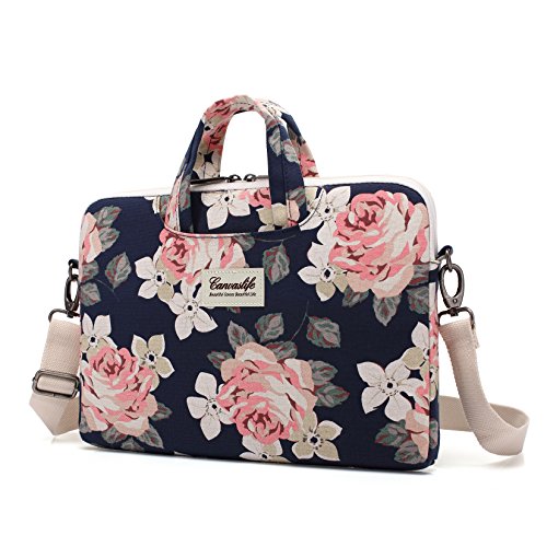 canvaslife White Rose Laptop Bag, 14-15.6 Inch | Shoulder Messenger - color: White Rose, size: 15 inch/15.6 inch