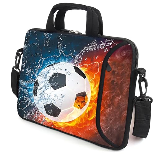 AMARY 15.4" 15.6" laptop sleeve adjustable shoulder strap with handle accessory pocket for men women (Soccer) - color: Soccer