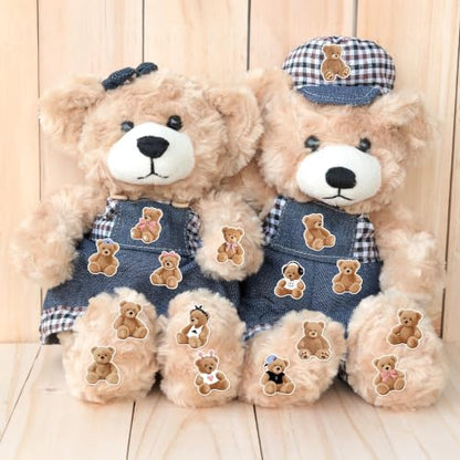 CNhoqc Realistic Teddy Bear Sticker Rolls, 2000Pcs in 4 Rolls, 16 Designs | Water Bottle Laptop Stickers, Waterproof Vinyl Self Adhesive, Page Activity Pad, Birthday Party Favor, Scrapbook Journal - style: 4 Rolls Realistic Teddy Bear