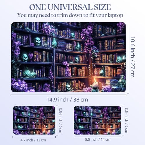 Universal Laptop Skin Sticker Decal,15.6 Inch Laptop Vinyl Cover for 13" 14" 15.6" Laptop,Scratch-Resistant Waterproof Protector Wrap,Reusable with Wrist Pads,Magic Library with kulls - color: Magic Library with kulls