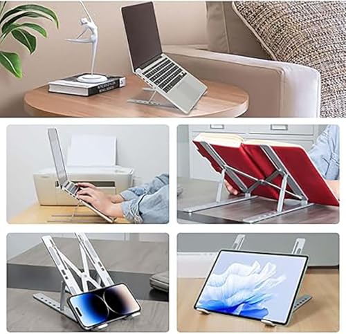 Laptop Stand for Desk, Adjustable Laptop Riser Aluminum Alloy+Silicone Foldable Portable Notebook Holder, Ventilated Cooling Notebook Mount Computer Stand for 10-15.6 inch Laptops