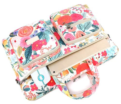 Laptop Shoulder Bag15.6inch women men Waterproof 16inch Computer Bags Women Business Office Work Bag Briefcase 14 inch case - color: Garden Rose