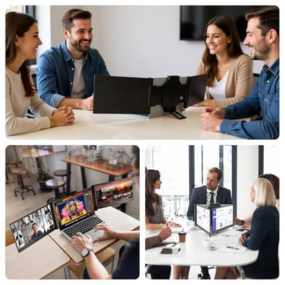 Laptop Screen Extender 14 inch Laptop Monitor Extender 1080P IPS, Triple Portable Monitor for Laptops 13-17.3" with USB-C DP/HDMI Port, Plug-Play Portable Screen for Windows/Mac/Chrome/Android