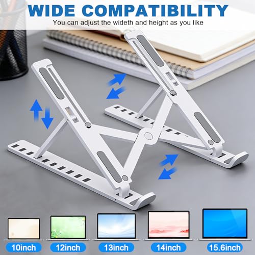 Laptop Stand - Foldable Laptop Stand for Desk Anti-Slip,Compatible for Business Trip,Library,Cafe(White) - color: White