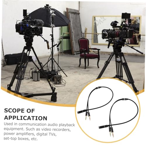 2pcs Headset Jack Adapter Cord Y Splitter Cable Male to Female Audio Extension for Laptops Mobile Phones Microphone Live Streaming Karaoke