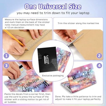 Universal Laptop Skin Sticker Decal, Compatible with MacBook HP Dell Lenovo 12"-15.6", Reusable Vinyl Notebook Cover 3PCS Set, High-Recognition Film-We Walk by Faith Pink Purple Glitter - color: We walk by Faith Pink Purple Glitter