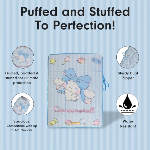 Sonix x Sanrio | Puffy Laptop Sleeve | 15-16 Inch, Quilted Pillow Puffer Laptop Carrying Case, Computer Sleeve | Cinnamoroll Lovely Ribbons - color: Cinnamoroll Lovely Ribbons