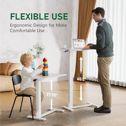 Ywin Medical Adjustable Overbed Bedside Table with Wheels, Rolling Standing Desk, Pneumatic Small Side Bed Table with Tray for Couch, Hospital, Home,Office Use (White) - color: White, size: 32''W X16''D