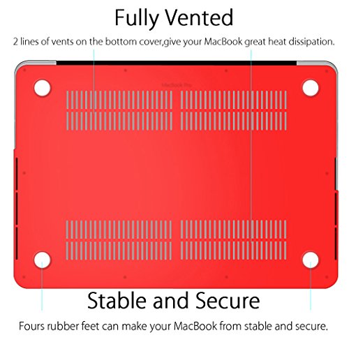UESWILL Matte Hard Shell Case Cover Compatible with MacBook Pro (Retina, 13 inch, Early 2015/2014/2013/Late 2012), Model A1502/A1425, No CD-ROM, No USB-C, Red - color: Red, size: MacBook Pro 13" Retina A1502/A1425