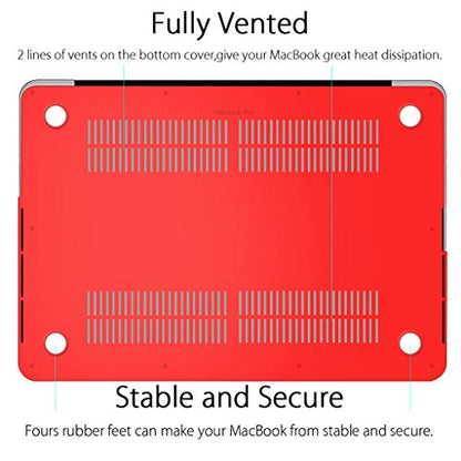 UESWILL Matte Hard Shell Case Cover Compatible with MacBook Pro (Retina, 13 inch, Early 2015/2014/2013/Late 2012), Model A1502/A1425, No CD-ROM, No USB-C, Red - color: Red, size: MacBook Pro 13" Retina A1502/A1425