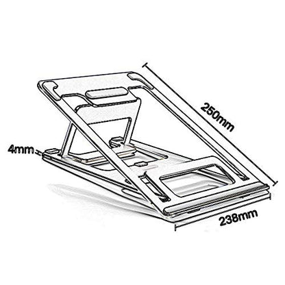 Ergonomic Aluminium Portable Foldable Cooling Stand for 12"-17" Laptops, Notebook PC