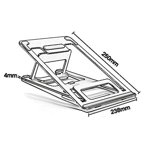 Ergonomic Aluminium Portable Foldable Cooling Stand for 12"-17" Laptops, Notebook PC