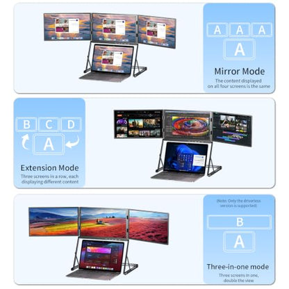 14" Laptop Screen Extender, Quad Monitor FHD 1080P HDR Portable Triple Monitor for 11-17.3" Laptops, Full Aluminum IPS Foldable Display with 360° Rotation, USB-C & HDMI for Windows and Mac(Drive Need) - size: 14 inch Triple Monitor Metal