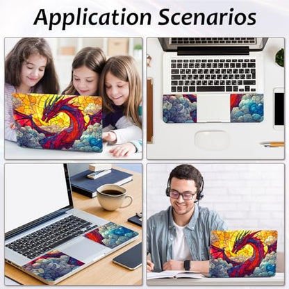 Laptop Skin 12.1-15.6 inch Removable Universal Reusable Laptop Sticker Decal,Waterproof No Residue Vinyl Cover,Scratch-Resistant Cuttable Full Wrap Sticker for Notebook, Stained Glass Red Dragon - color: Stained Glass Red Dragon