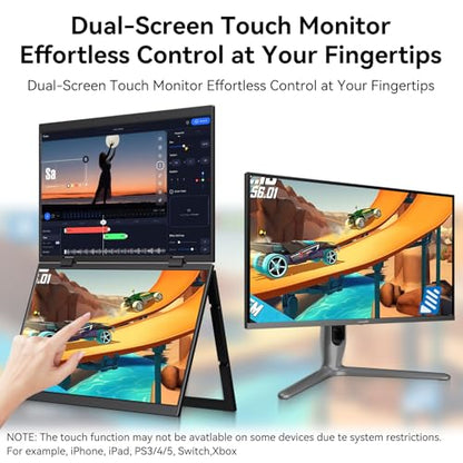 16 Inch Dual Touchscreen Portable Monitor, Laptop Screen Extender, 1920×1200 IPS 99% sRGB, USB-C & HDMI Plug&Play for Mac Windows Office Gaming Travel - size: 16inch touch