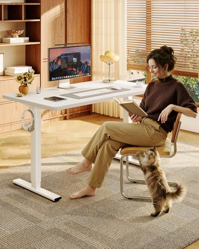 FLEXISPOT EN1 48"x24" One-Piece Standing Desk, White | 176 LBS Capacity, Seamless Desktop, Home Office, 4 Memory Presets, Dual Monitor Setup, Anti-Collision - color: White (White Frame), size: 47.2 x 23.6 in
