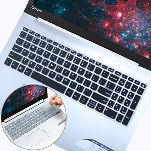 2 Pack Keyboard Cover for Lenovo IdeaPad 3 15.6" & 17.3" & ThinkBook 15 & IdeaPad 320 330 17.3" Keyboard Skin - color: Black+Clear