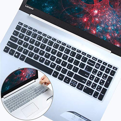 2 Pack Keyboard Cover for Lenovo IdeaPad 3 15.6" & 17.3" & ThinkBook 15 & IdeaPad 320 330 17.3" Keyboard Skin - color: Black+Clear