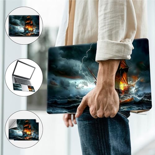 Universal Laptop Skin, DIY Cut-to-Fit Vinyl Cover Compatible with HP, Dell, Lenovo, Mac (13.3" to 15.6"), Anti-Scratch, No Residue & Bubble-Free Protective Decal Sticker, Epic Storm Pirate Ship - color: Epic Storm Pirate Ship