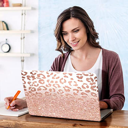 DINKY Laptop Skin Sticker Decal, 12" 13" 13.3" 14" 15" 15.4" 15.6 inch Laptop Universal Reusable Vinyl Skin Stickers Cover Art Decal Notebook PC Personalized Protector-Rose Pink Leopard Print - color: Rose Pink Leopard Print