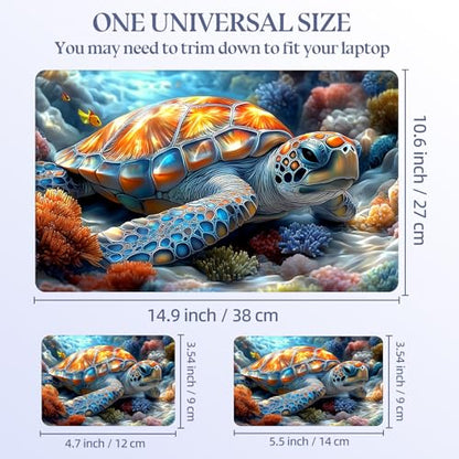 Universal Laptop Skin Sticker Decal,15.6 Inch Laptop Vinyl Cover for 13" 14" 15.6" Laptop,Scratch-Resistant Waterproof Protector Wrap,Reusable with Wrist Pads,Rainbow Sea Turtle Reef - color: Rainbow Sea Turtle Reef