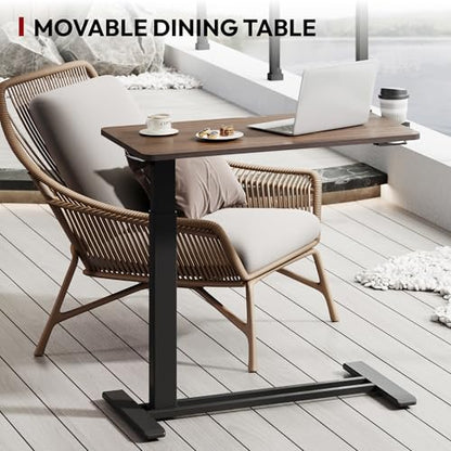 SANODESK Mobile Standing Desk with Hidden Wheels,Pneumatic Laptop Desk Rolling Computer Cart Movable Height Adjustable Small Sit Stand Desk for Home Office(31.5" W x 17.7" D,Black Walnut) - color: Black Walnut, size: 32x18