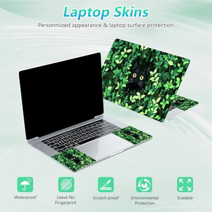 Laptop Skin Sticker Decal 12"-15.6" Universal Laptop/Notebook/Netbook Vinyl - Waterproof Scratch Resistant,Fits HP Dell Lenovo MacBook,2 Free Wrist Pads,Easy Apply & Remove,Cute Cat Grass - color: Cute Cat Grass
