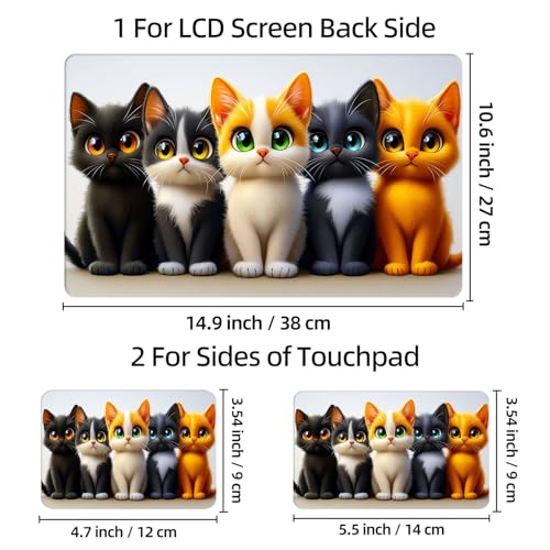 Universal Laptop Skin Sticker Decal, 12"-15.6" Aesthetic Vinyl Wrap, Cute Kittens Group Waterproof Notebook Cover Art Protector for MacBook HP Dell Lenovo, Fits 13" 14" 15" 15.6" - color: Cute Kittens Group