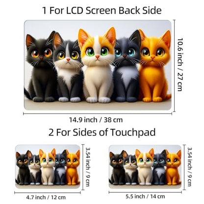 Universal Laptop Skin Sticker Decal, 12"-15.6" Aesthetic Vinyl Wrap, Cute Kittens Group Waterproof Notebook Cover Art Protector for MacBook HP Dell Lenovo, Fits 13" 14" 15" 15.6" - color: Cute Kittens Group