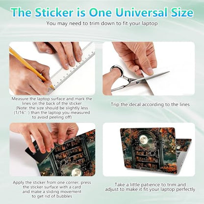 Laptop Skin Sticker Decal 12"-15.6" Universal Laptop/Notebook/Netbook Vinyl - Waterproof Scratch Resistant,Fits HP Dell Lenovo MacBook,2 Free Wrist Pads,Easy Apply & Remove,Retro Bookshelf - color: Retro Bookshelf