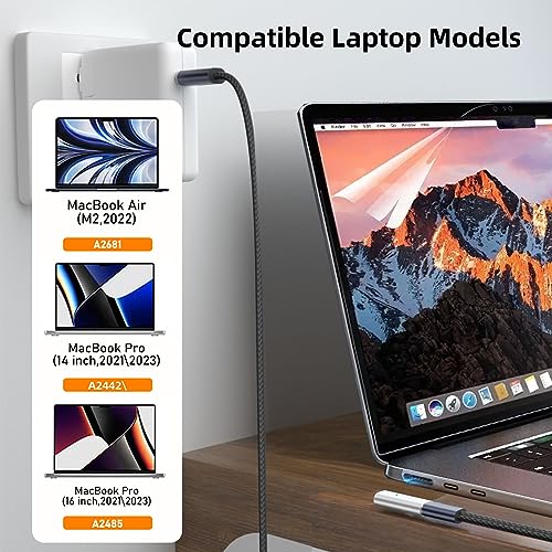 USB C to Magnetic 3 140W Charging Adapter Safe 3 Compatible with MacBook Pro 2023 (M2, 14/16 inch), MacBook Air 2022 (M2), MacBook Pro 2021 (M1, 14/16 inch) with 240W USB C Cable (1.5M) - size: Magnetic 3 90 Degree