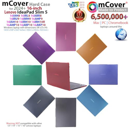 mCover Case ONLY Compatible for 2024-2026 16" Lenovo IdeaPad Slim 5 16AHP10 16ARP10 16AKP10 16IRH10 16IAH10 16IRU9 16ABR8 Series Windows Computers(NOT for Other Lenovo Models)- Purple - color: Purple