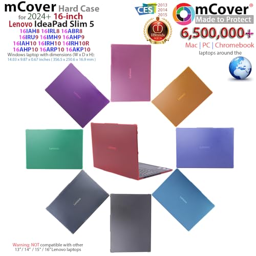 mCover Case ONLY Compatible for 2024-2026 16" Lenovo IdeaPad Slim 5 16AHP10 16ARP10 16AKP10 16IRH10 16IAH10 16IRU9 16ABR8 Series Windows Computers(NOT for Other Lenovo Models)- Green - color: Green