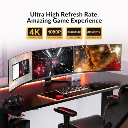 AV Access 8K DisplayPort KVM Docking Station 3 Monitors 2 PCs, with 6 DP Cables, 3xUSB 3.0 Hub, GbE, 8K@60Hz 4K@165Hz KVM Switch Triple Monitors 2 Desktops, SD, Audio, All-Aluminum, for HP, Dell - size: D23