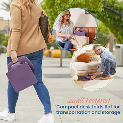ECR4Kids The Surf Folding Portable Activity Lap Desk, Adjustable, Flexible Seating, Eggplant - color: Eggplant