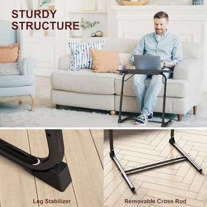 TV Tray Table, Adjustable TV Dinner Table for Eating on Couch with Cup Holder, Folding Tables with 6 Height & 3 Tilt Angle Adjustments, Comfortable Laptop Stand for Bed & Sofa, 2 Pack, Black - color: 2 Pack