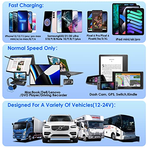 83W12V USB Outlet Qidoe 65W USB C for Laptop Car Charger Socket Quick Charge3.0 18W with Power Switch Long Body Waterproof Adapter for Car Boat Marine Truck Golf RV