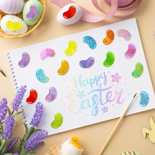 Glitter Jelly Bean Sticker - 1000 Pcs Candy Sparkle Glitter Waterproof Vinyl Reusable Laptop Stickers Coloring Book Scrapbook Water Bottle Page Activity Pad Birthday Party Favors Skateboard - style: Easter Glitter Jelly Beans