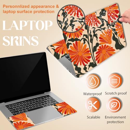 SUPERDANT Laptop Notebook Skin Sticker Cover Decal Retro Flowers Laptop Protector Notebook PC Computer Art Protector Universal Notebooks Art Decal Fits 12" 13" 13.3" 14" 15" 15.4" 15.6 inch