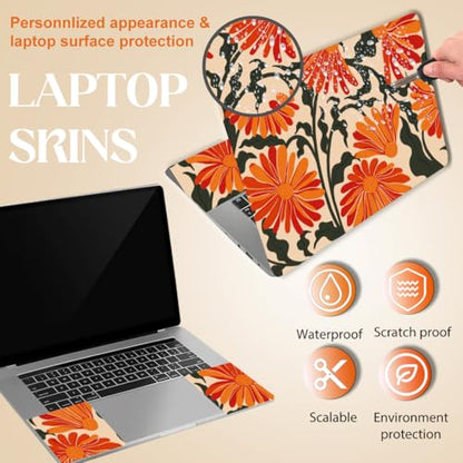 SUPERDANT Laptop Notebook Skin Sticker Cover Decal Retro Flowers Laptop Protector Notebook PC Computer Art Protector Universal Notebooks Art Decal Fits 12" 13" 13.3" 14" 15" 15.4" 15.6 inch