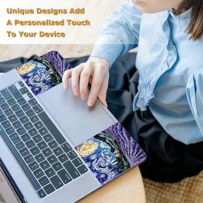 Universal Laptop Skin Sticker with 2 Wrist Pad Decals, 3-Piece Removable Vinyl Laptop Cover, Lavender Starry Sky Waterproof Anti-Scratch, Easy-Trim Fit for 13.3" 14" 15.6" Laptops - color: Lavender Starry Sky