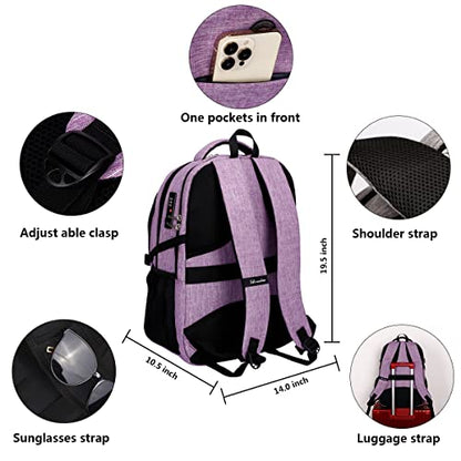 SHRRADOO Travel Laptop Backpack for Men Women, 17 Inch College Computer Bag | Anti Theft Backpack with Combination Lock, Carry On Flight Approved, Fit 17 Inch Laptop, Computer College Bag, Work Daypack - color: Purple