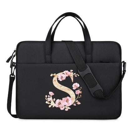 Computer Bag For Men & Women, With Initial Laptop Bag,14/15inches Messenger bag For Office、Business、Travel、School - color: Bk-s