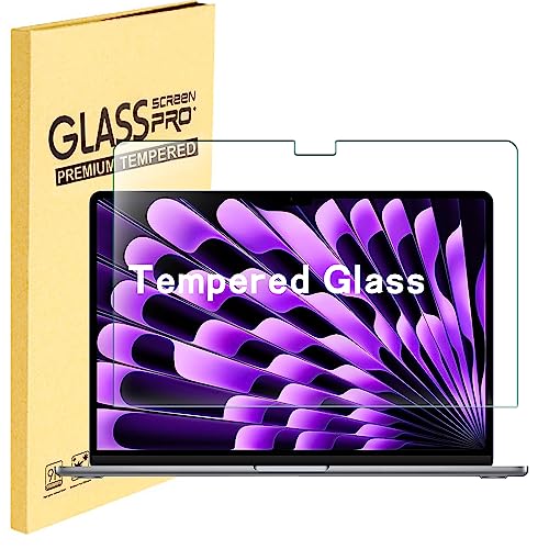 Compatible with MacBook Air 15 inch 2026-2023 Release M5 A3448 M4 A3241 M3 A3114 M2 A2941 With Touch ID, MacBook Air 15.3 Tempered Glass Screen Protector [9H Hardness] [Bubble Free] - size: MacBook Air 15.3”