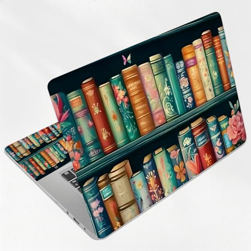 Antique Library Bookshelf Universal Laptop Skin Sticker 3PCS, Protective Decal Trim-to-Fit 11.6" 13.3" 14" 15.6" Laptop Vinyl Cover, Removable Anti-Scratch Computer Decal Protector - color: Antique Library Bookshelf
