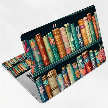 Antique Library Bookshelf Universal Laptop Skin Sticker 3PCS, Protective Decal Trim-to-Fit 11.6" 13.3" 14" 15.6" Laptop Vinyl Cover, Removable Anti-Scratch Computer Decal Protector - color: Antique Library Bookshelf