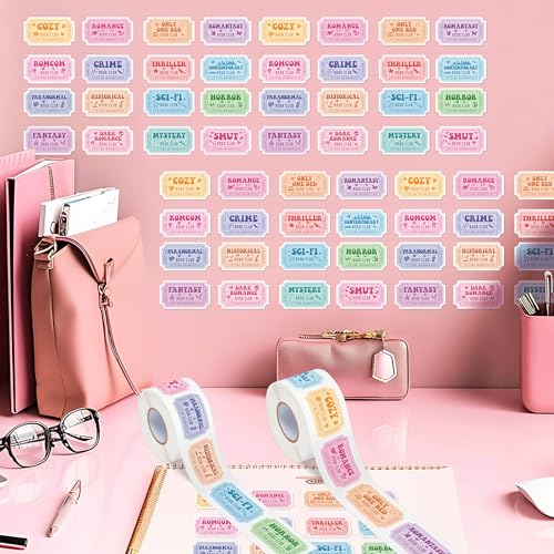 Book Ticket Sticker Roll - 2 Rolls Waterproof Vinyl Ticket Design Self Adhesive Library Decals for Laptop Water Bottle Journal Scrapbook Reading Log Reward Chart Classroom Bulletin Board Gift - style: Book Ticket