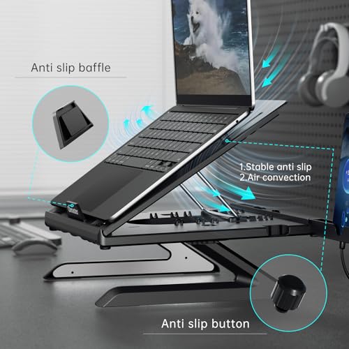 Laptop Stand for Desk, Ergonomic Adjustable & Foldable Portable Computer Stand with Heat-Vent, Laptop Riser Holder Compatible with MacBook Air Pro, 10-15.6 Inch Notebooks - color: Black